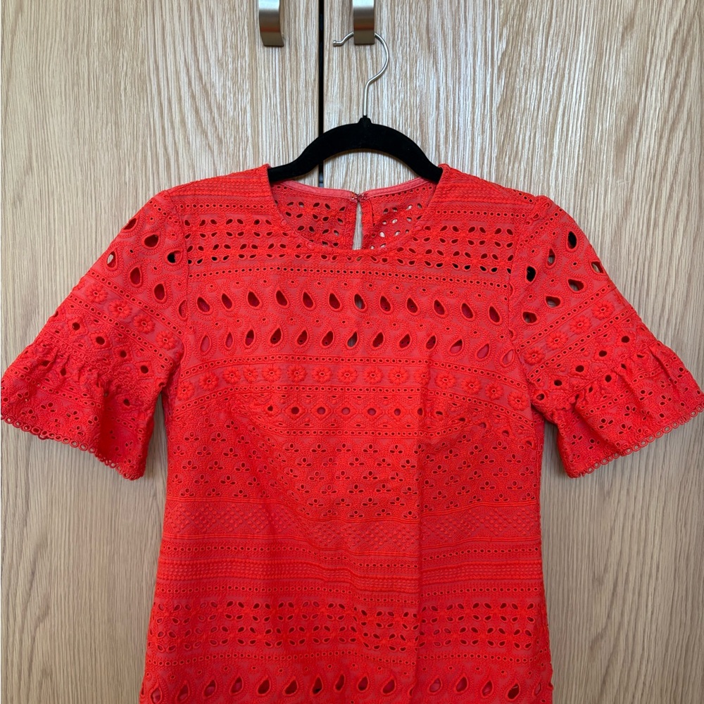 Trina Turk Vibrant Red Eyelet Blouse